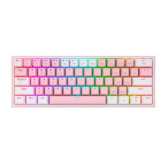 Picture of REDRAGON FIZZ PRO RGB 61 KEY Mechancal Wireless Gaming Keyboard - Pink/White