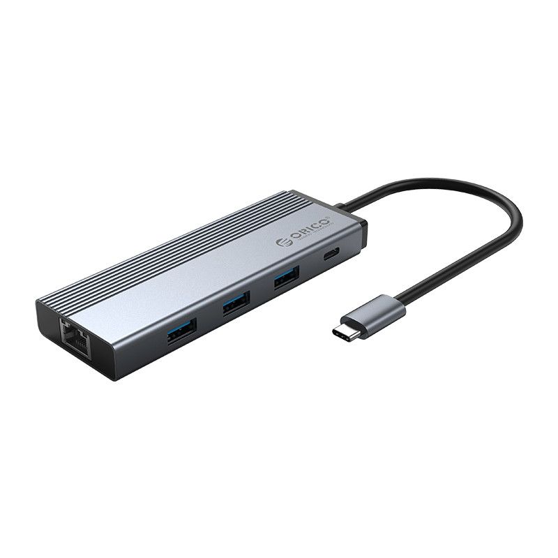 Picture of ORICO 5 Port Type-C 3 x USB3.0|1 x RJ45|1 x PD|Docking Station - Grey