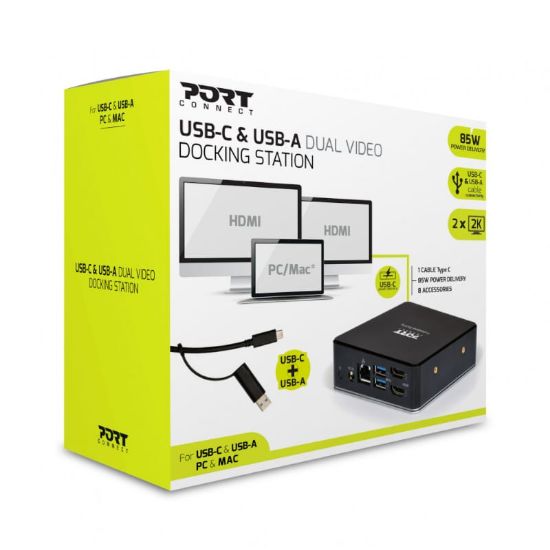 Picture of Port USB Type-Cáto 1 x RJ45|2 x USB3.1 Gen1|2 x HDMI|1 x Type-C|1 x USB3.1 Gen1 | Apple Charging 2.4A|1 x Aux Dock - Black