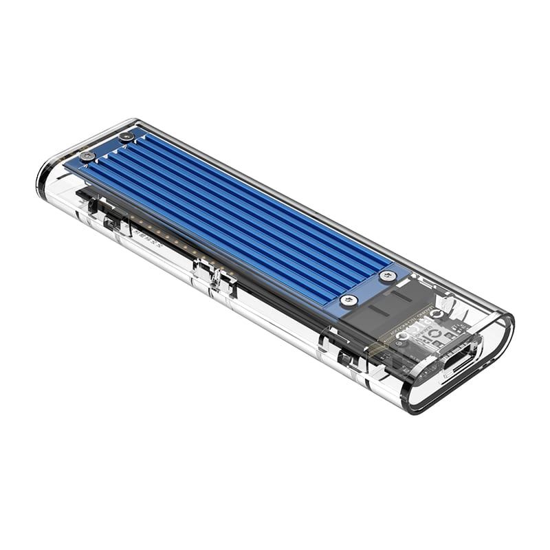 Picture of ORICO M.2 NVMe + non-NVMe USB3.1 to Type-C|2TB Max|Blue Heatsink Transparent Enclosure