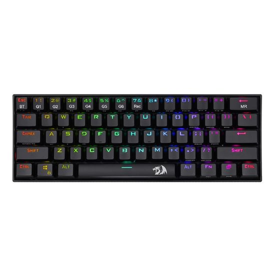 Picture of REDRAGON DRACONIC Mechanical 61 Key|Bluetooth 5.0|RGB 9 Colour Modes|Rechargable Battery|Type-C Charging Cable Gaming Keyboard - Black