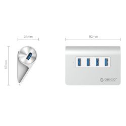 Picture of ORICO 4 Port USB3.0 HUB Aluminium