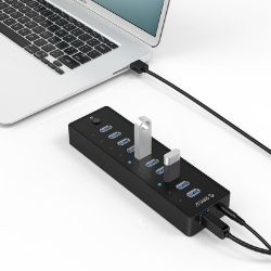 Picture of ORICO 10 Port 30W Additional Power USB3.0 Hub - Black