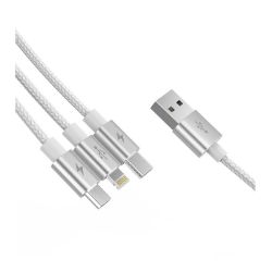 Picture of ORICO 3in1 USB2 To 1xUSB-C|1XMicro|1xLightning Cable - Silver