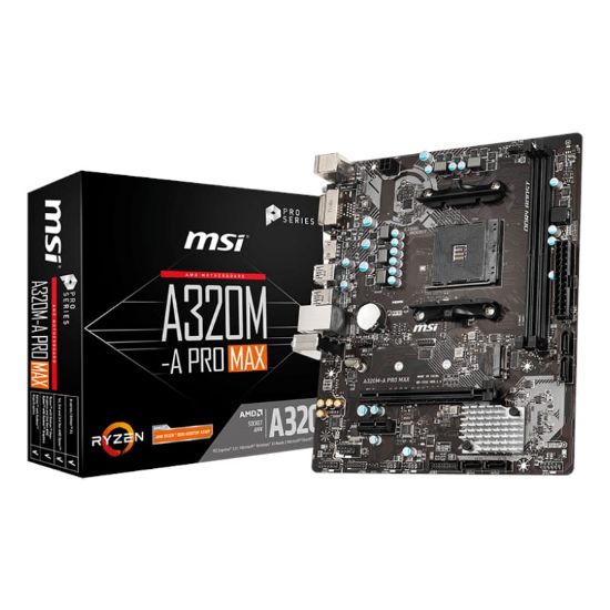 Picture of MSI A320M PRO-A MAX AMD AM4 M-ATX Gaming Motherboard