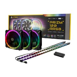 Picture of Antec PRIZM 120mm ARGB Case Fan 3 Pack with Controller and 2 LED Strips