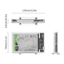 Picture of ORICO 2.5" USB3.0 External Hard Drive Enclosure - Transparent