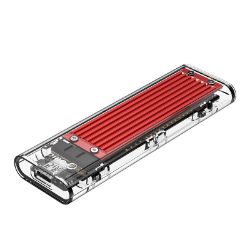 Picture of ORICO M.2 NVME (2230/2242/2260/2280) to USB3.1(Device Input) Gen-2 Type-C(Enclosure Side) Transparent SSD Enclosure (2TB Max) - Red Heatsink (Compatible with CTA2-SV/CTA2-GR)