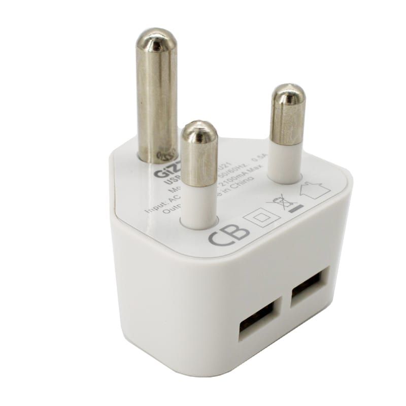 Picture of GIZZU 2 x USB 3-Prong Wall Charger White