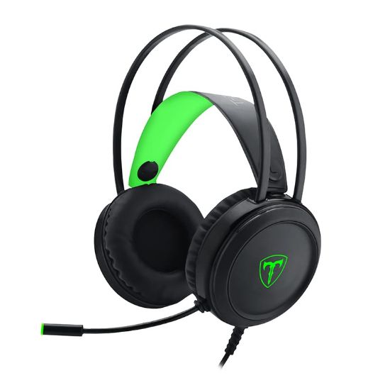 Picture of T-Dagger Ural Green Lighting|210cm Cable|3.5mm+USB|Uni-Directional Luminous Gooseneck Mic|50mm Bass Driver|Stereo Gaming Headset - Black/Green