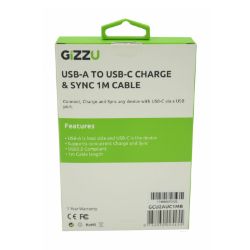 Picture of GIZZU USB2.0 A to USB-C 1m Cable Black